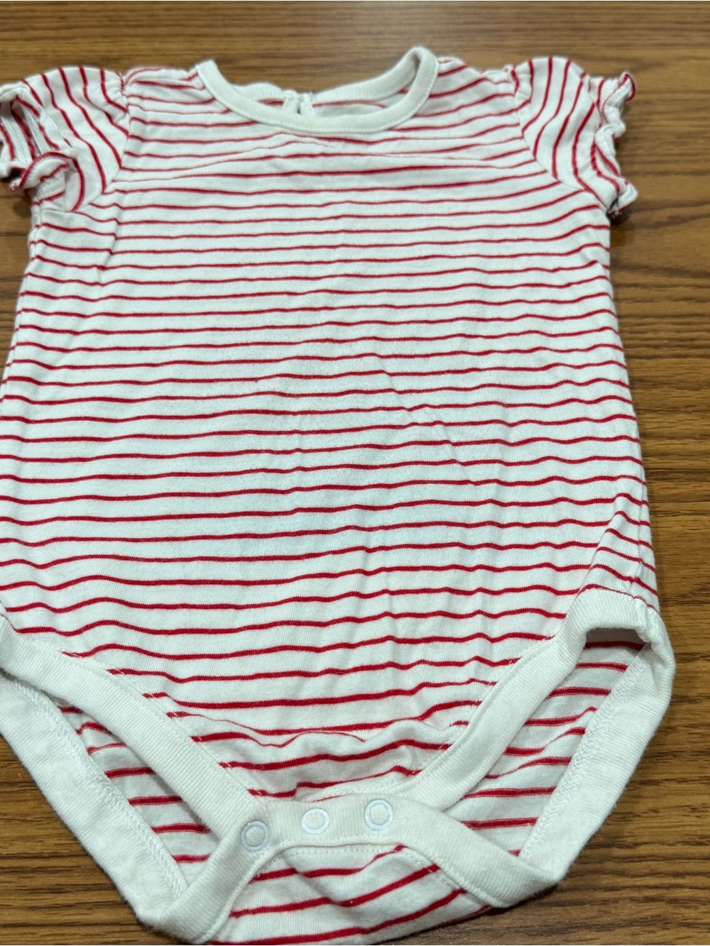 Gymboree Red & White Bodysuit W/ Ruffled Sleeves - Baby Girl 6-12 Mont Holiday